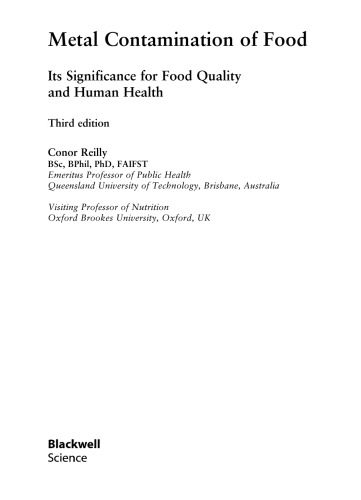 آلودگی فلزی مواد غذایی: اهمیت آن در کیفیت مواد غذایی و سلامت انسان ، چاپ سوم