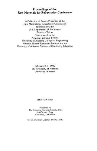 ﻿مجموعه مقالات کنفرانس مواد اولیه دیرگداز: مجموعه مقالات مهندسی و علوم سرامیک، جلد 4، شماره 1/2