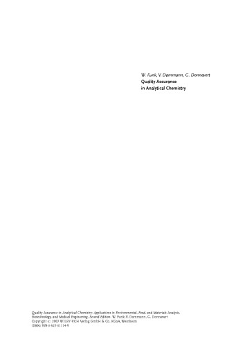تضمین کیفیت در شیمی تجزیه و تحلیل: کاربرد در تجزیه و تحلیل محیط زیست، مواد غذایی و مواد، بیوتکنولوژی و مهندسی پزشکی، ویرایش دوم