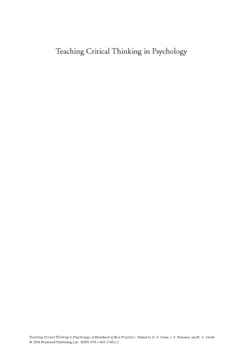 ﻿آموزش تفکر انتقادی در روانشناسی: کتابچه راهنمای بهترین شیوه ها