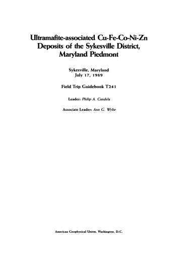 سپرده های Cu-Fe-Co-Ni-Zn مرتبط با اولترامافیک منطقه Sykesville ، مریلند پیدمونت