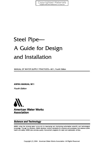 لوله های فولادی - راهنمای طراحی و نصب - کتابچه راهنمای روشهای تأمین آب ، M11