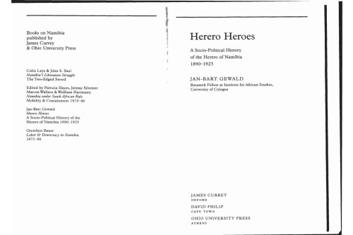 Herero Heroes: تاریخ اجتماعی و سیاسی Herero نامیبیا، 1890-1923