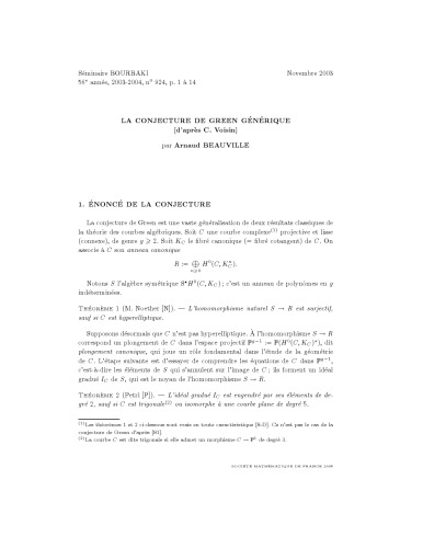 Seminarium Bourbaki، Vol. 46، 2003-2004، Exp. 924-937