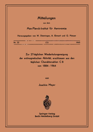 ﻿در مورد تمایل 27 روزه تکرار فعالیت ژئومغناطیسی، استنباط شده از اعداد کاراکتر روزانه C8 از 1884-1964