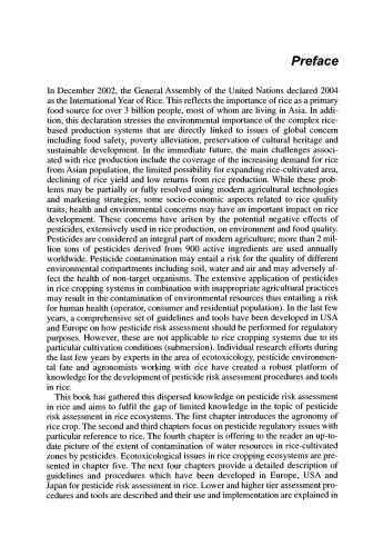 ارزیابی خطر آفت کش ها در برنج. تئوری و عمل