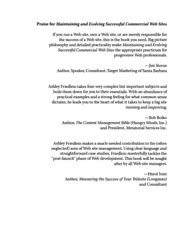 نگهداری و توسعه وب سایت های تجاری موفق. مدیریت تغییر، محتوا، روابط مشتری و اندازه گیری سایت