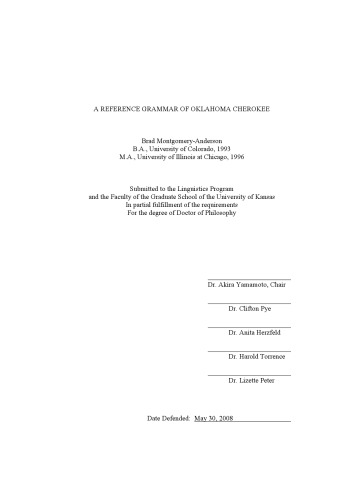 دستور زبان مرجع Oklahoma Cherokee