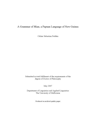 دستور زبان Mian ، یک زبان پاپوآ گینه نو