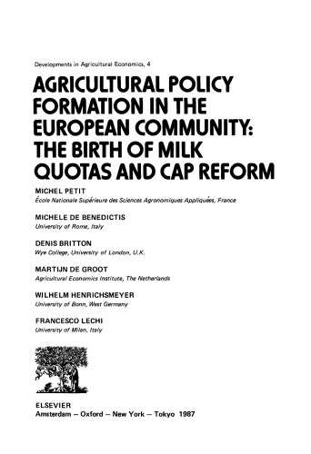 ﻿شکل‌گیری سیاست کشاورزی در جامعه اروپا: تولد سهمیه‌های شیر و اصلاح کلاهک