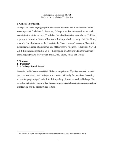 Ikalanga: طرح گرامر