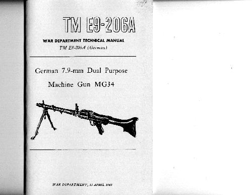 ﻿TM E9-206A. مسلسل آلمانی 7.9 میلی متری دو منظوره MG34