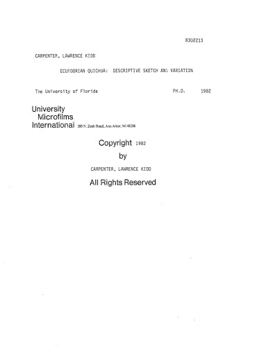 اکوادور Quichua ، طرح توصیفی و تنوع