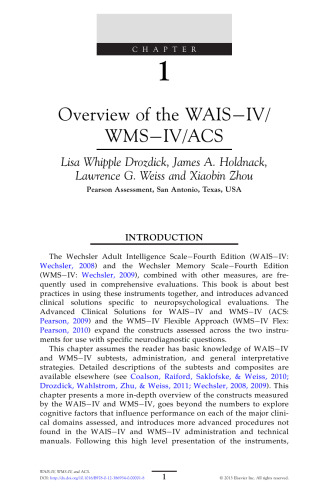 ﻿WAIS-IV، WMS-IV و ACS. تفسیر بالینی پیشرفته