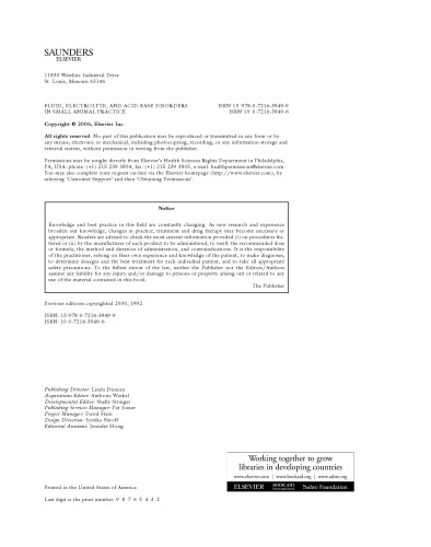 اختلالات مایع، الکترولیت و اسید پایه در تمرینات کوچک حیوانات