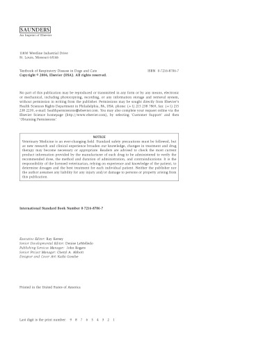 کتاب درسی از بیماری تنفسی در سگ ها و گربه ها