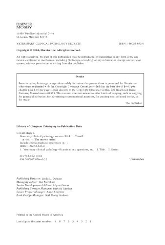 اسرار پاتولوژی بالینی دامپزشکی