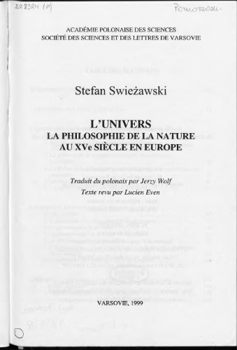 جهان است. فلسفه طبیعت در قرن پانزدهم در اروپا