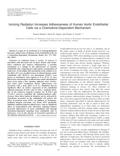 ﻿[مقاله] پرتوهای یونیزان چسبندگی سلول های اندوتلیال آئورت انسانی را از طریق مکانیزم وابسته به کموکاین افزایش می دهد.