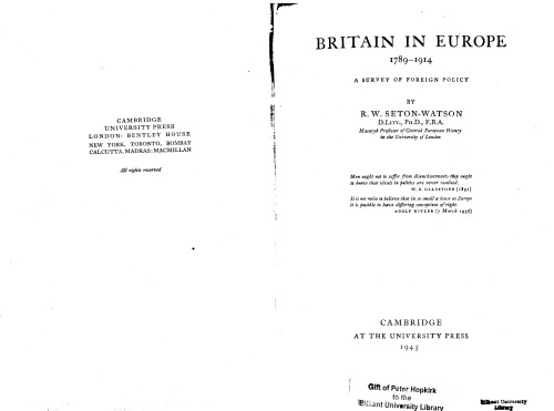 انگلیس در اروپا ، 1789-1914 ؛ بررسی سیاست خارجی