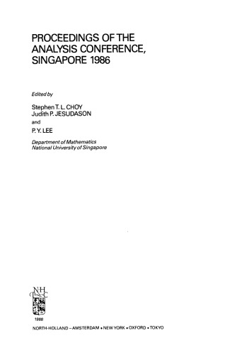 ﻿مجموعه مقالات کنفرانس تحلیل، سنگاپور 1986