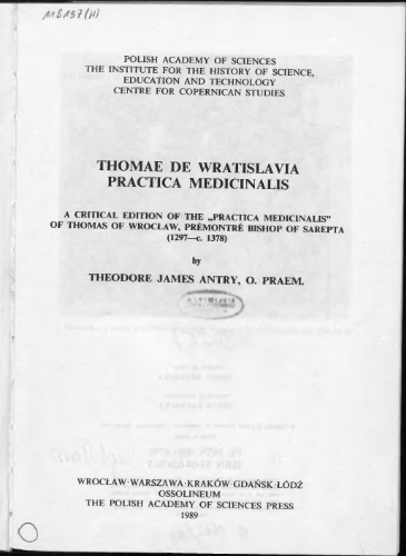﻿Thomae de Wratislavia Practica medicinalis: نسخه انتقادی 