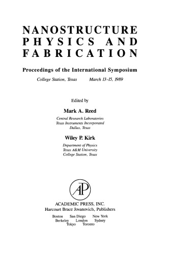 ﻿فیزیک و ساخت نانوساختار. مجموعه مقالات سمپوزیوم بین المللی، ایستگاه کالج، تگزاس، 13 مارس * b115، 1989.