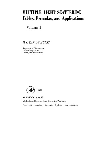 پراکندگی نور چندگانه جداول، فرمول ها و برنامه ها