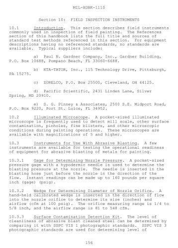 کتابچه راهنمای نظامی - MIL-HDBK-1110: دفترچه راهنما برای رنگ ها و روکش های محافظ برای تأسیسات
