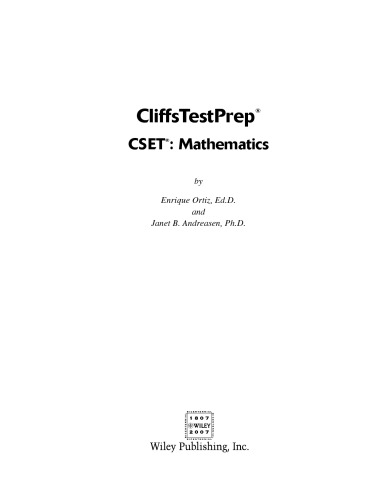 CliffsTestPrep CSET: ریاضیات