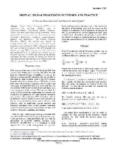 ﻿IEEE - پردازش سیگنال دیجیتال در تئوری و عمل