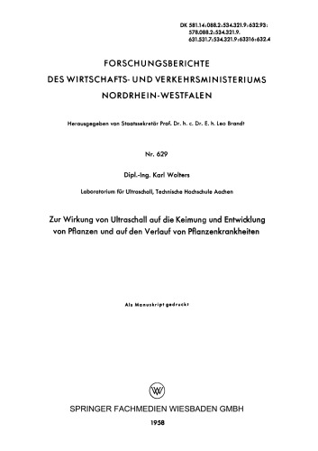 در مورد تأثیر سونوگرافی در جوانه زنی و رشد گیاهان و روند بیماری های گیاهی