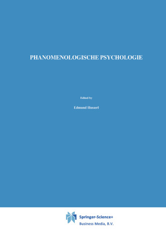 Phänomenologische Psychologie: Vorlesungen Sommersemester 1925