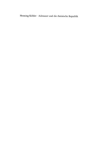 ﻿آدنوئر و جمهوری رینیش: اولین تلاش 1918–1924