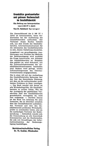 ﻿اصول پاسخگویی وجدانی و وفادار در گزارش سالانه: سهمی در تفسیر بخش 160 IV 1 AktG
