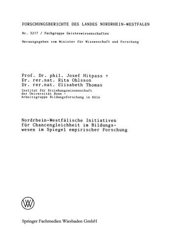 ابتکارات نوردراین-وستفالن برای فرصتهای برابر در آموزش همانطور که در تحقیقات تجربی منعکس شده است