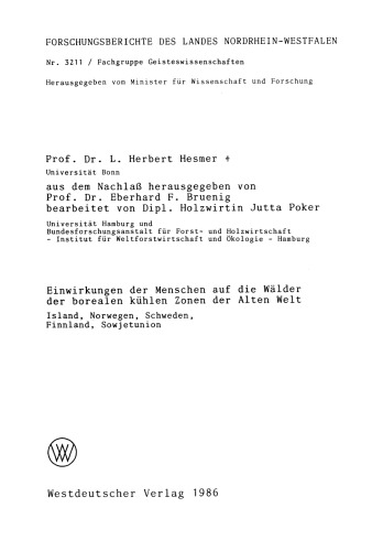 ﻿تأثیرات انسانی بر جنگل های مناطق خنک شمالی دنیای قدیم: ایسلند، نروژ، سوئد، فنلاند، اتحاد جماهیر شوروی