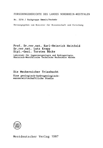 ﻿خلیج تریاسیک Mechernich: یک مطالعه زمین شناسی-هیدروژئولوژیک-مدیریت آب