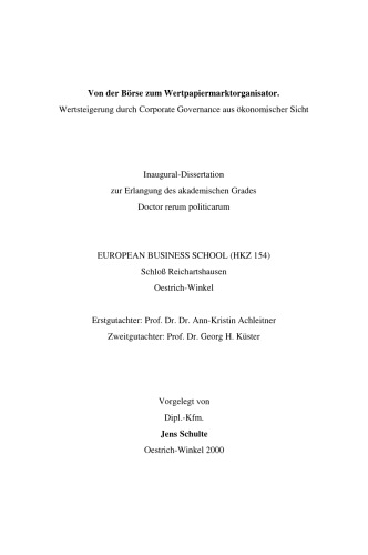 ﻿از بورس تا سازمان‌دهنده بازار اوراق بهادار: افزایش ارزش از طریق حاکمیت شرکتی از منظر اقتصادی