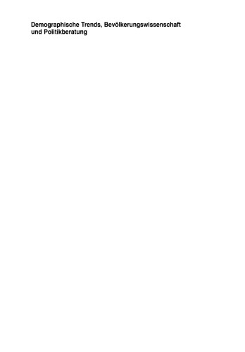 روند جمعیتی ، علوم جمعیتی و مشاوره در مورد سیاست: از کار موسسه فدرال تحقیقات جمعیت (BiB) ، 1973 تا 1998