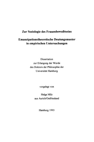 آگاهی و جامعه شناسی زنان: مطالعات تجربی از سال 1910-1910 در آلمان