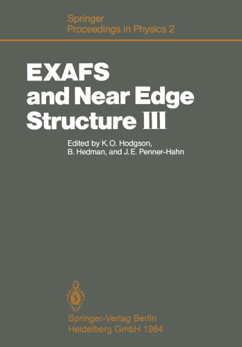 EXAFS و ساختار نزدیک لبه III: مقالات یک کنفرانس بین المللی، Stanford، CA، 16-20 ژوئیه 1984
