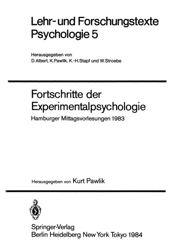 ﻿پیشرفت‌ها در روان‌شناسی تجربی: سخنرانی‌های ظهر هامبورگ 1983