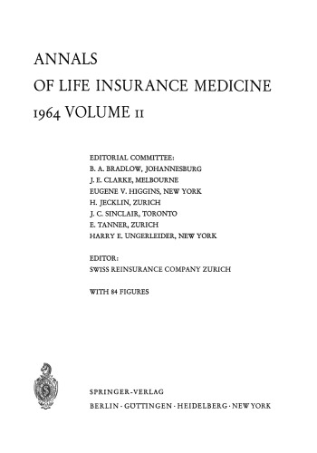 ﻿Annals of Life Insurance Medicine: 1964 جلد دوم