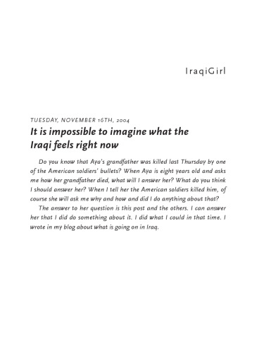 ﻿IraqiGirl: خاطرات یک دختر نوجوان در عراق