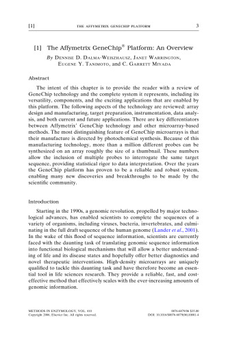 DNA Microarrays ، قسمت A: سکوی Array و پروتکل های مرطوب کننده