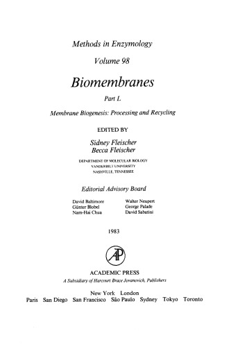 Biomembranes Part L: Biogenesis Membrane: پردازش و بازیافت