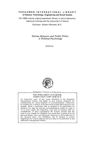 رفتار انسان و سیاست های عمومی. یک روانشناسی سیاسی