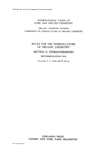 ﻿قوانینی برای نامگذاری شیمی آلی. بخش E: شیمی استریو (توصیه های 1974)