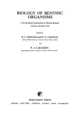 ﻿زیست شناسی موجودات اعماق دریا. یازدهمین سمپوزیوم اروپایی در زیست شناسی دریایی، گالوی، اکتبر 1976